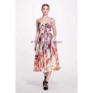 NWT Marchesa Notte Rosa Betony Midi Dress Size 2 Ivory Multi